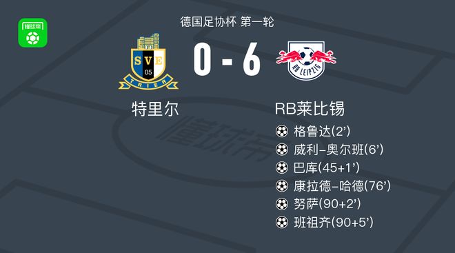 RB莱比锡6-0狂胜特里尔，努萨建功，班祖齐1传1射